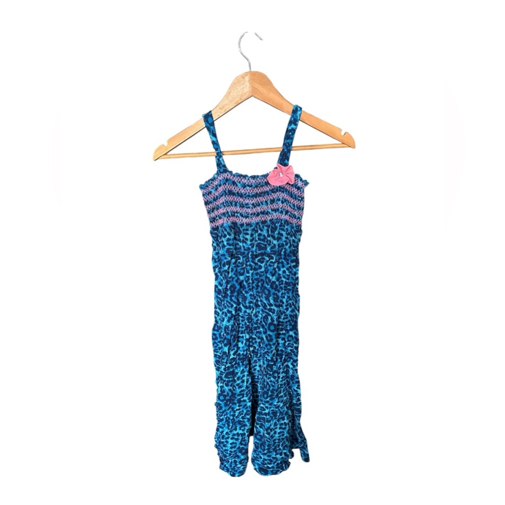 Faded Glory Blue and Pink Animal Print Jumpsuit